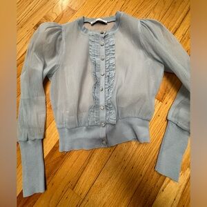 Zara sheer top with crystal buttons